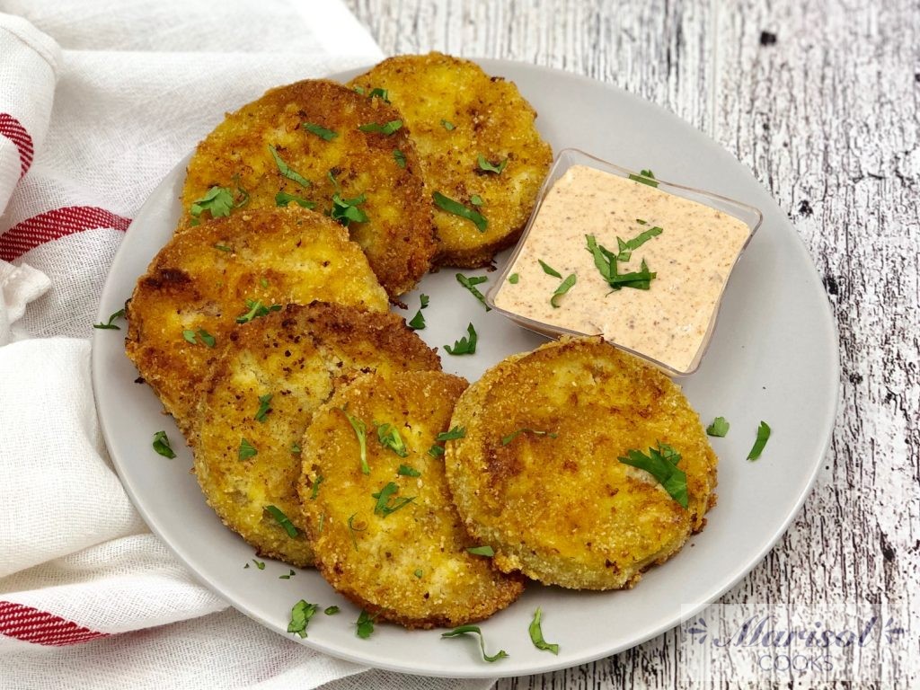 Fried Green Tomatoes (GlutenFree) with Chipotle Sauce Marisol Cooks