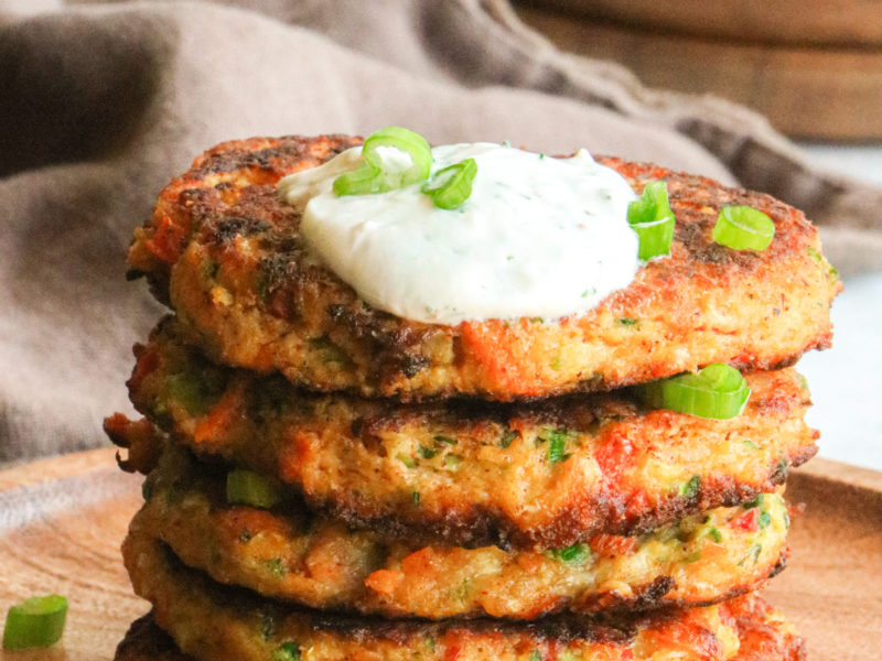 Vegetable Fritter with Yogurt Dill Dip
