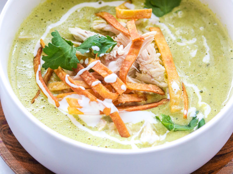 Roasted Poblano soup with Chicken