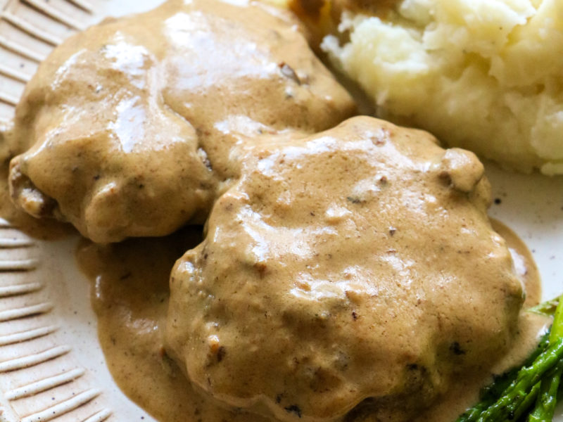 Salisbury Steak with Creamy Au Jus Mushroom Gravy