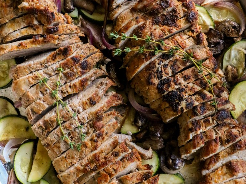 Roasted Pork Tenderloin with Mushrooms & Zucchini